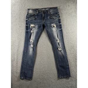 Kilogram Jeans Men 34 Distressed Mid‎ Rise Skinny Stone Wash